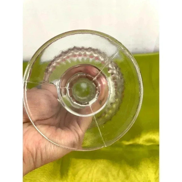 VTG Clear Pressed Indiana Glass Diamond Point Candy Dish Ruby Red 7” - Picture 5 of 8